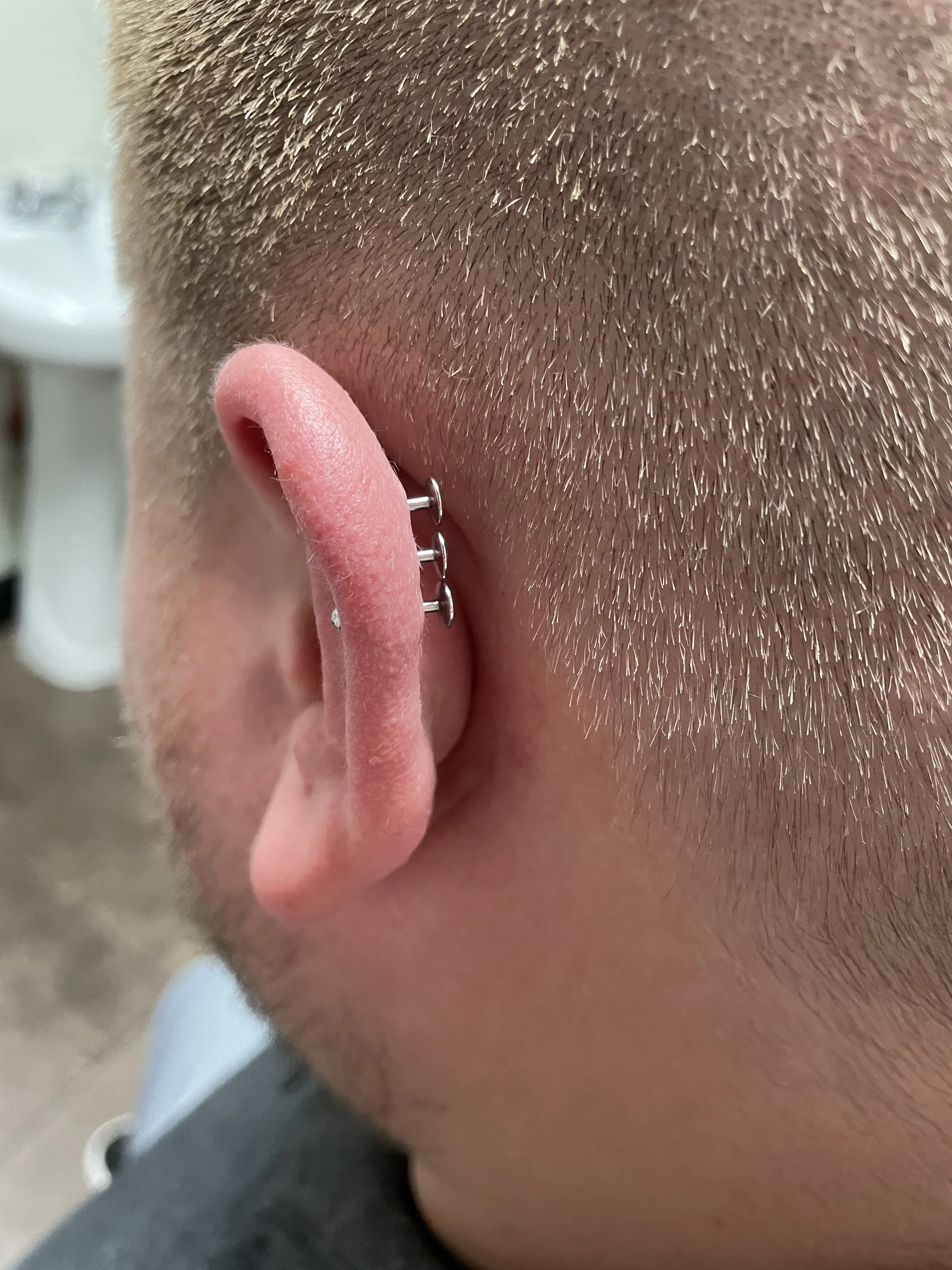 Back of triple helix — helix piercing